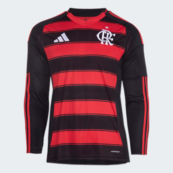 Camisa_I_Flamengo_Manga_Longa_25-26_Preto_IV6046_01_laydown Flamengo 2025/26 Camiseta Local Long Sleeve Versión Aficionado - Imagen 1